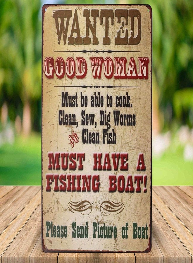 SUMIK Wanted Good Woman Must Have a Fishing Boat, Metal Tin Sign, Vintage Art Poster Plaque Home Wall Decor - Image 3